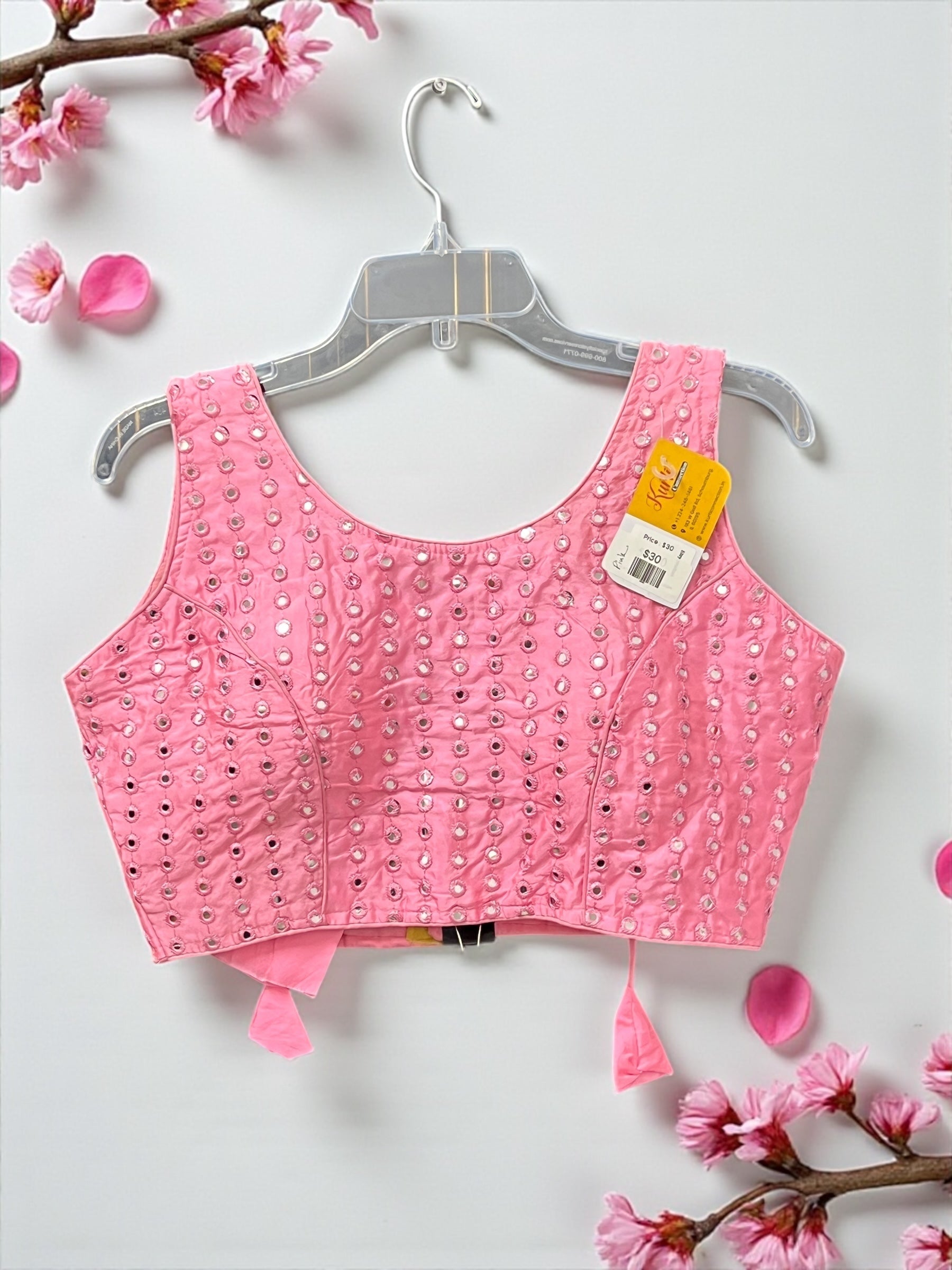 Readymade blouse with foil mirror work