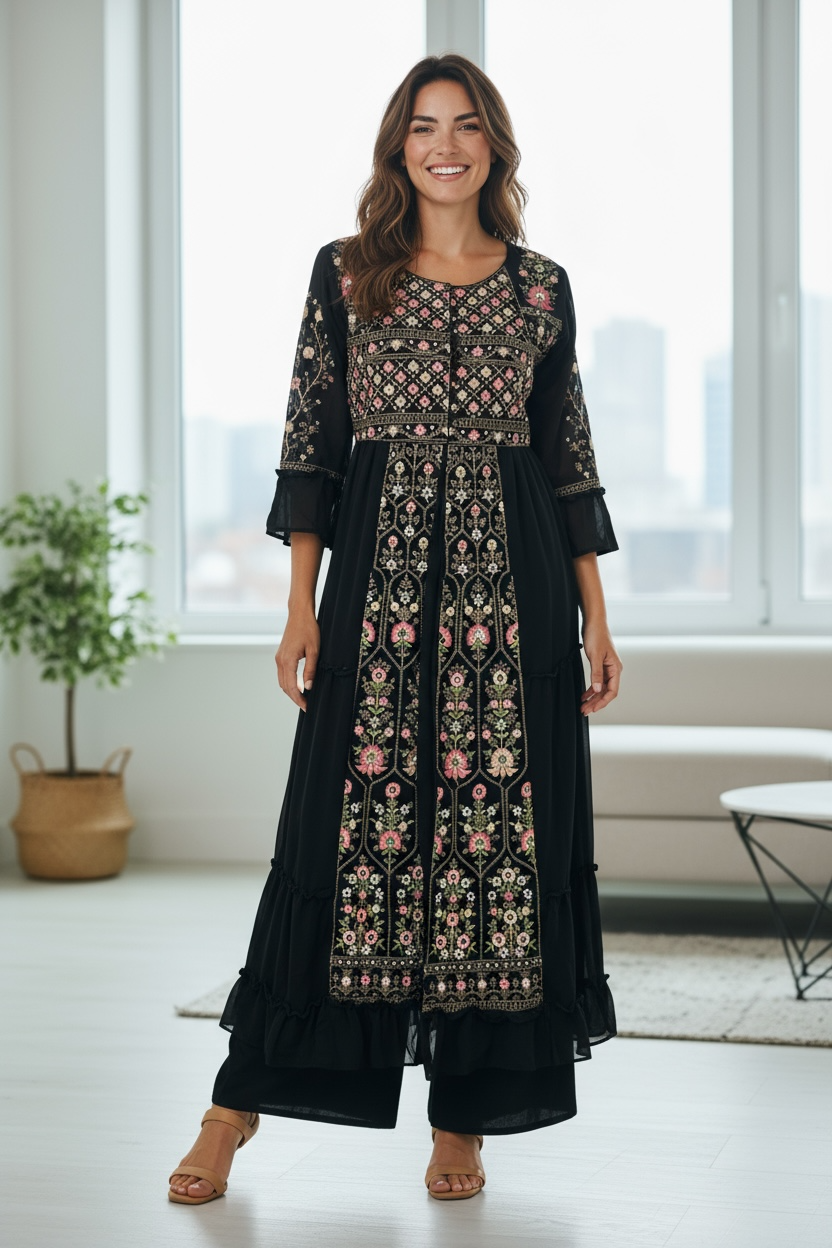 Party wear long kurti set with Plazzo pant
