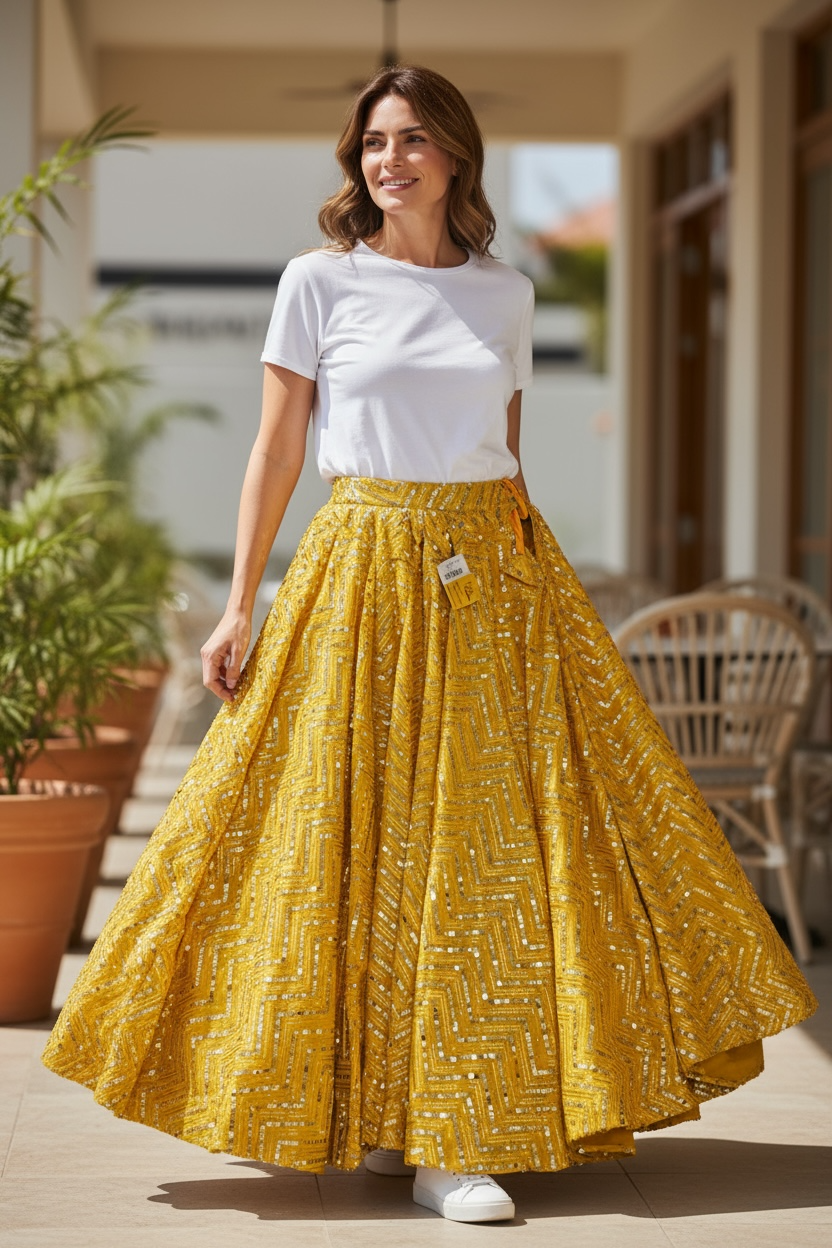 Sequin lehenga : yellow