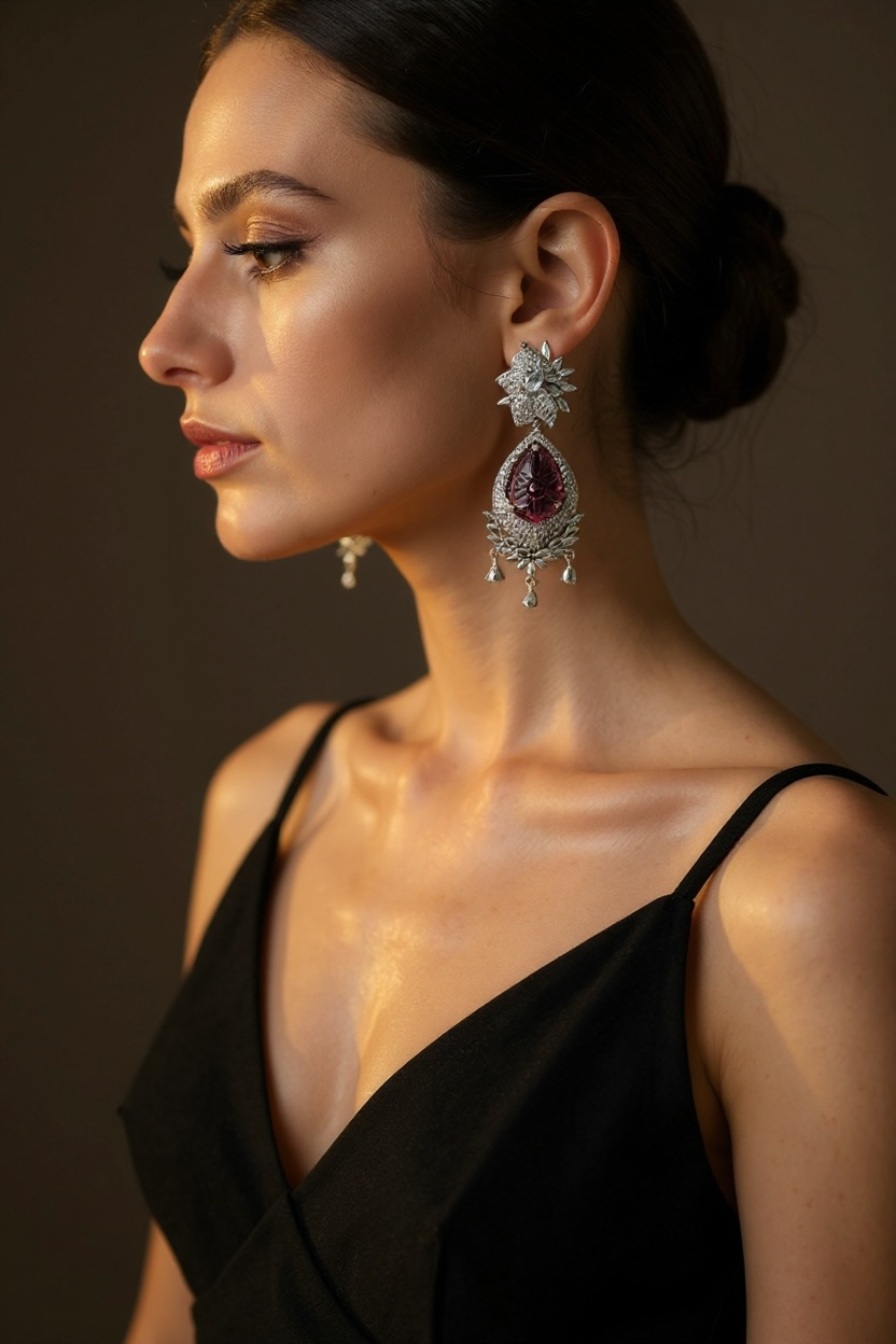 Pink stone earrings
