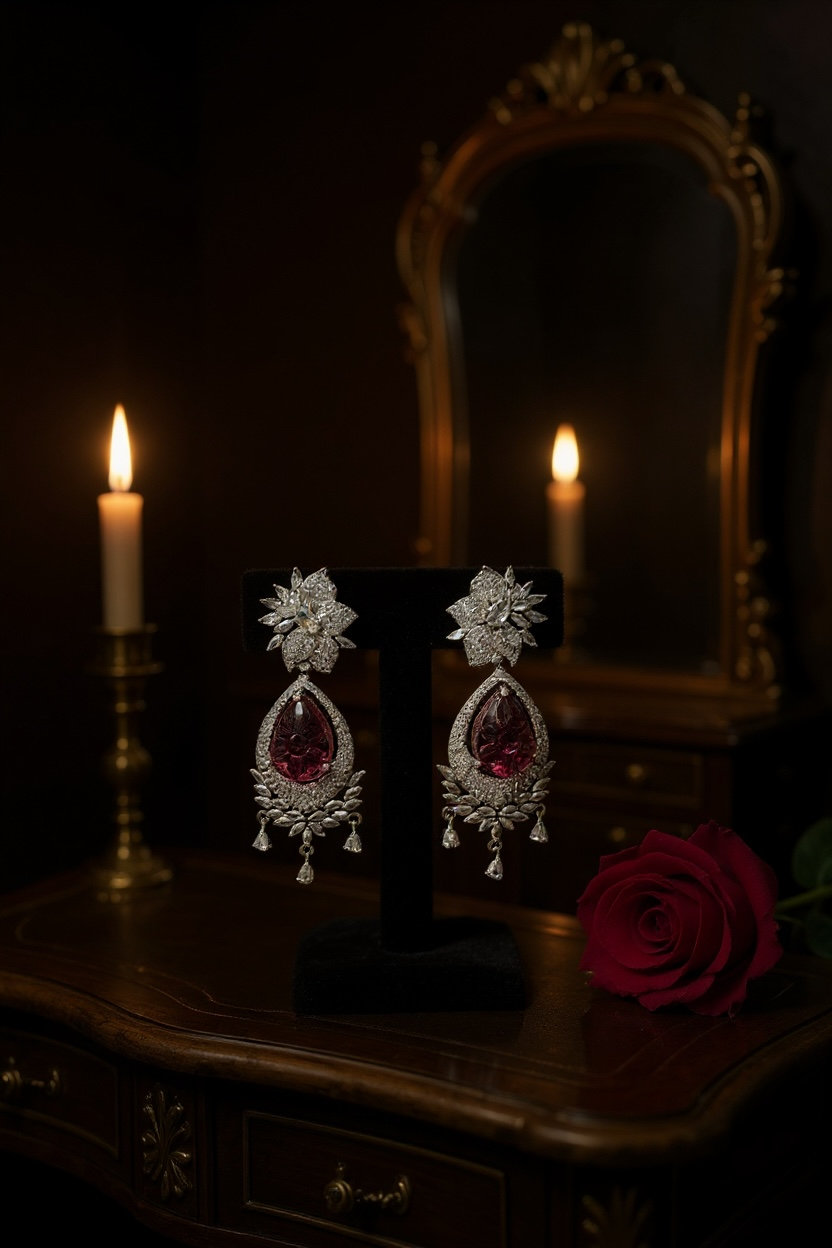 Pink stone earrings