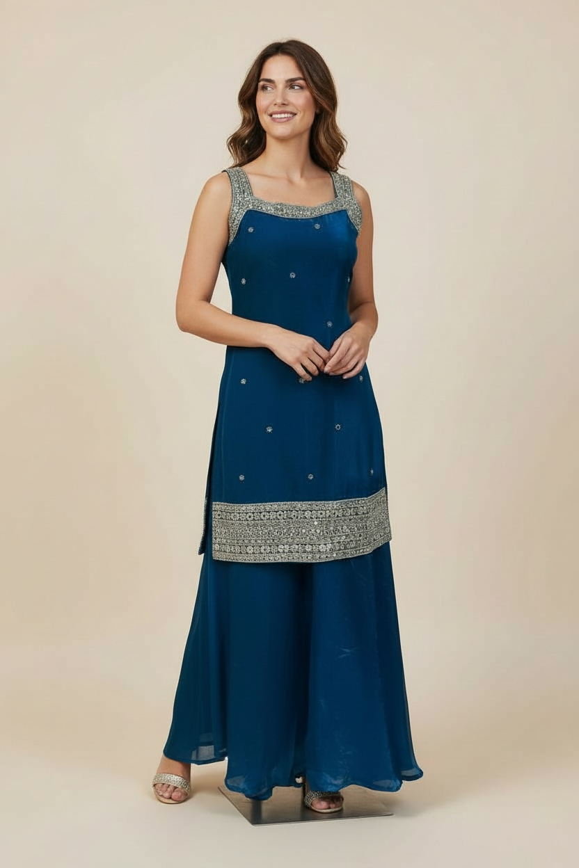 Tissue silk sharara suit