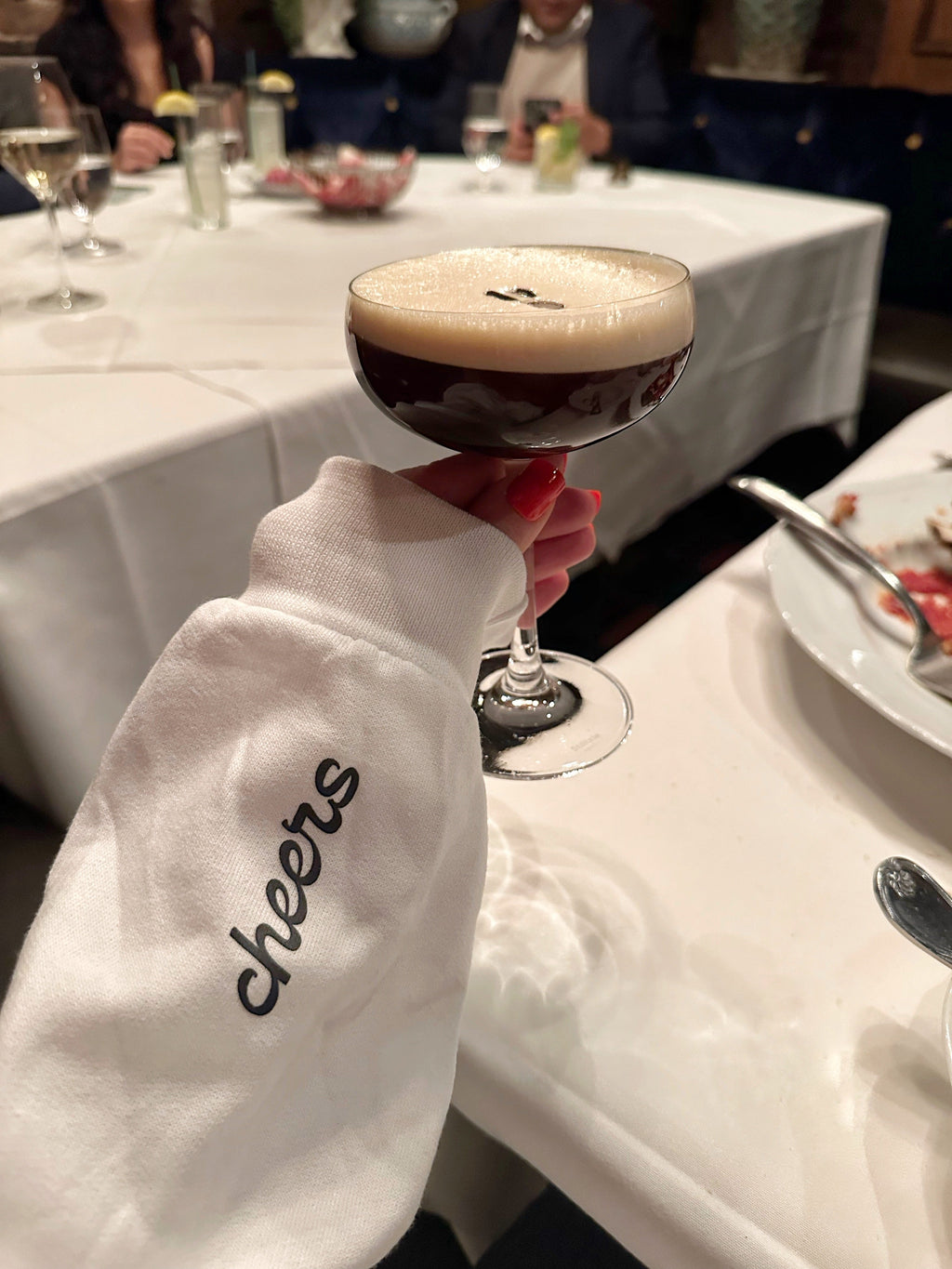 ESPRESSO MARTINIS ♡ printed sweatshirt with cheers cuff