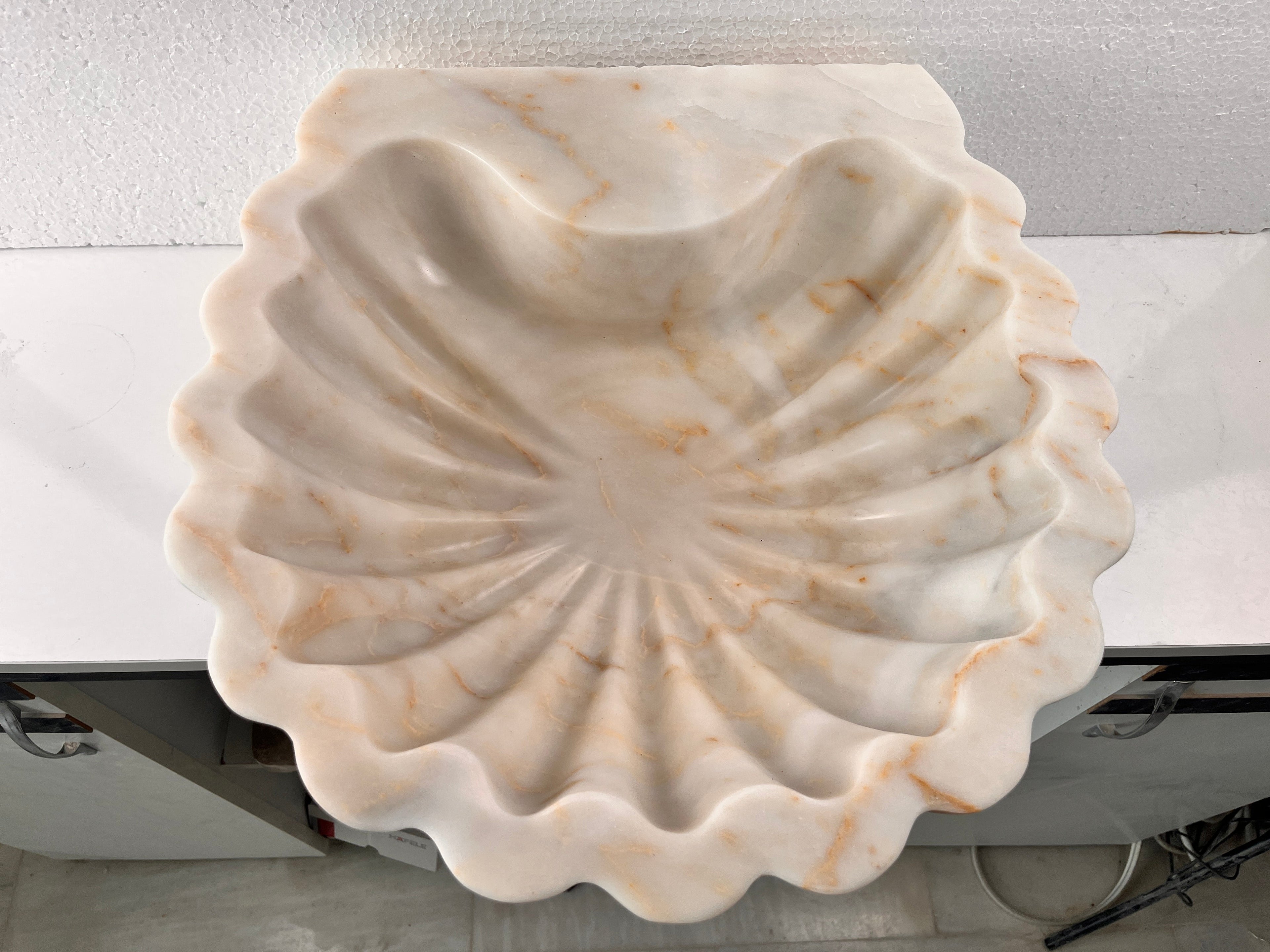 Carrara White Marble Sink | Shell Design Vessel Basin USA | Luxury Natural Stone Bathroom Sink
