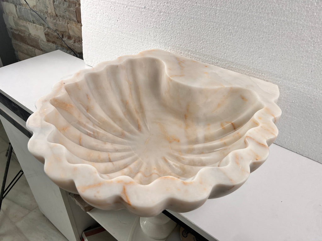 Carrara White Marble Sink | Shell Design Vessel Basin USA | Luxury Natural Stone Bathroom Sink