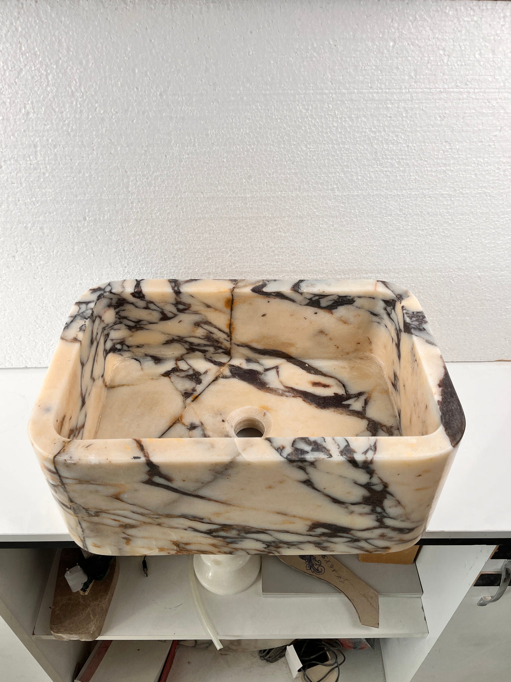 Calacatta Viola Marble Sink | Rectangular Vessel Basin USA | Luxury Natural Stone Bathroom Sink