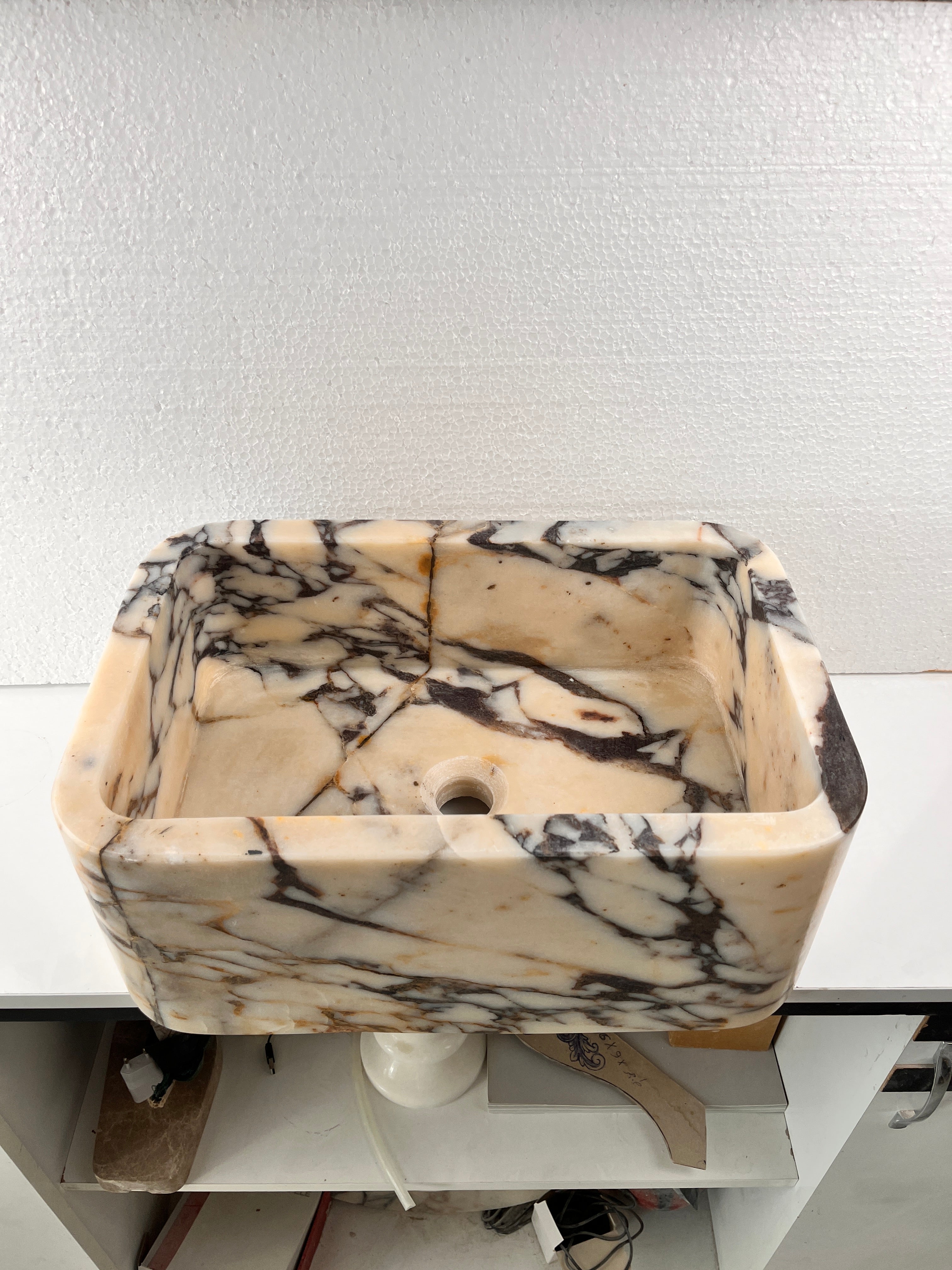 Calacatta Viola Marble Sink | Rectangular Vessel Basin USA | Luxury Natural Stone Bathroom Sink