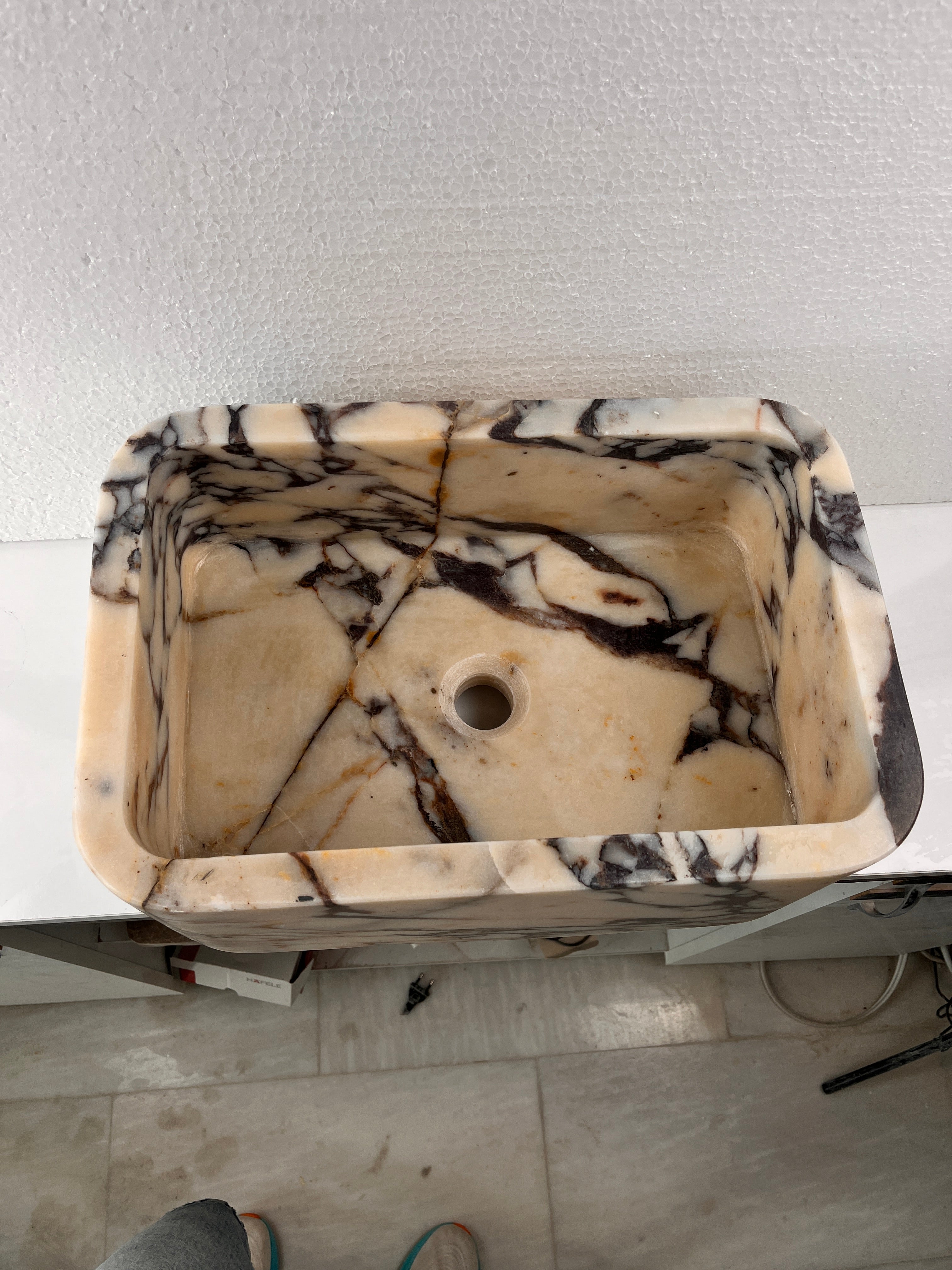 Calacatta Viola Marble Sink | Rectangular Vessel Basin USA | Luxury Natural Stone Bathroom Sink
