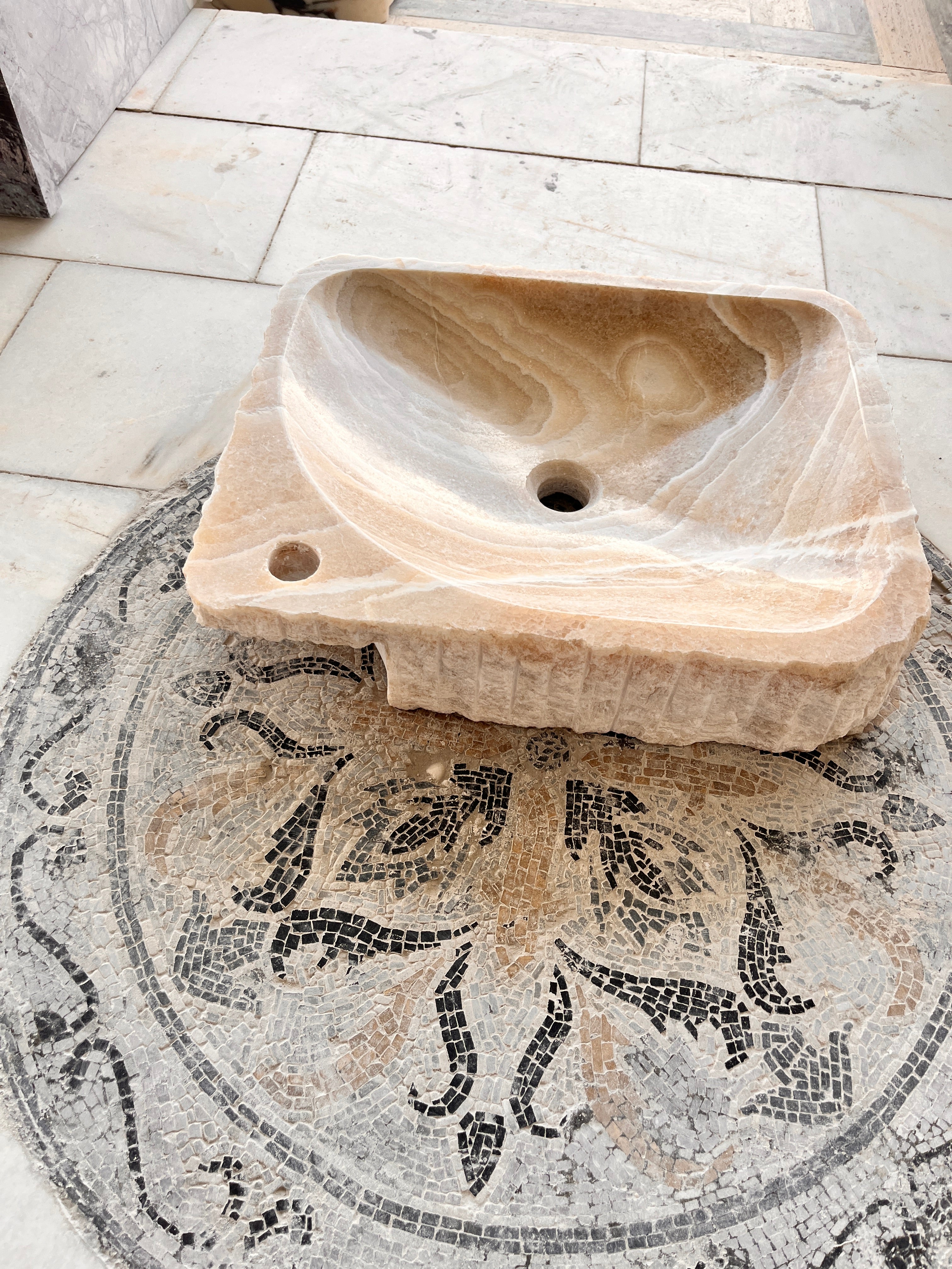 Onyx Marble Sink Bathroom – Natural Stone Rectangular Vessel Sink