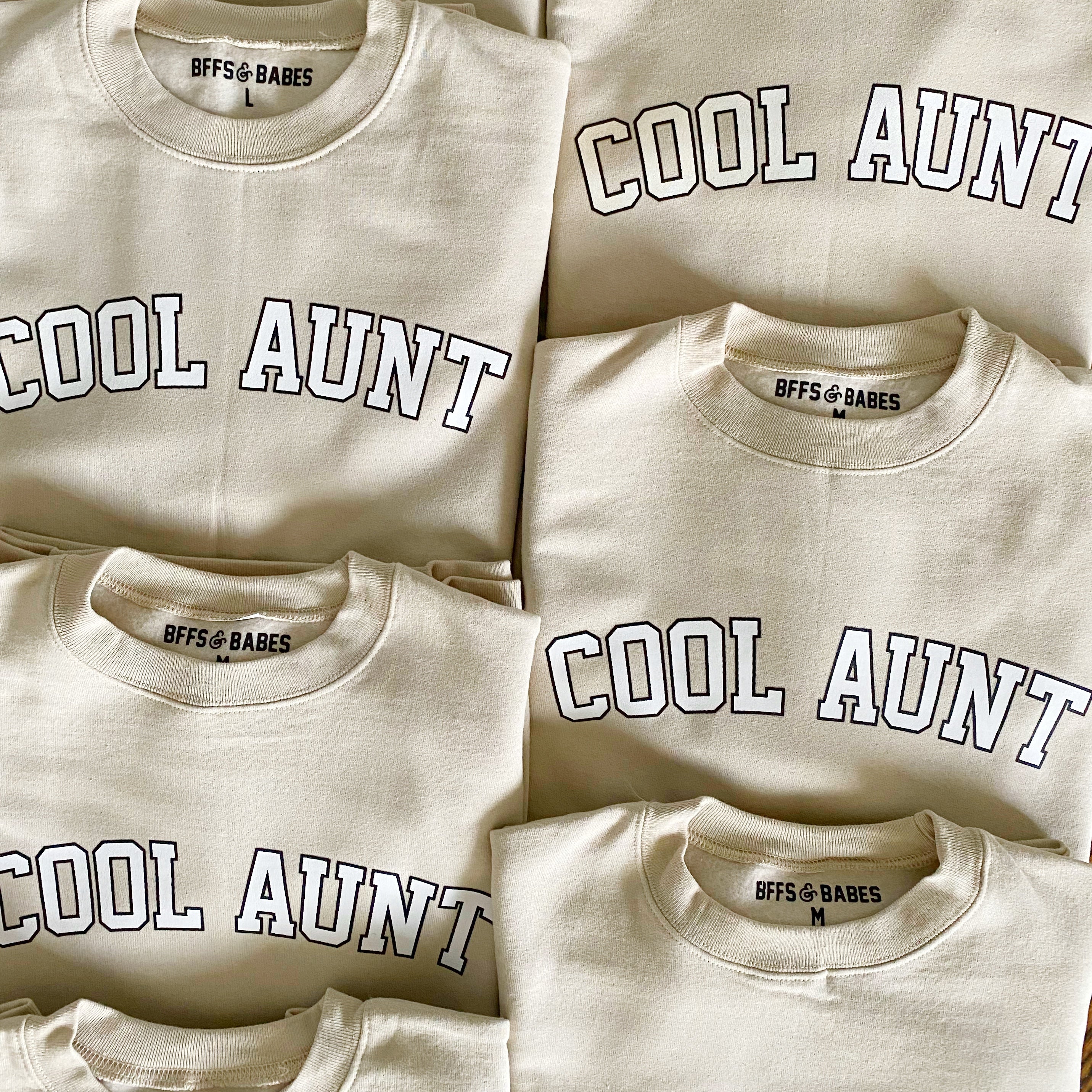 COLLEGIATE AUNT ♡ beige printed cool aunt sweatshirt