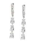 Triple Pear CZ Drop Earrings