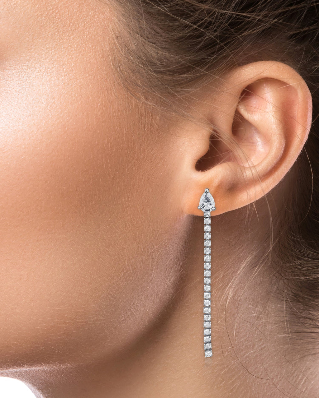 Pear and Round CZ Drop Earrings