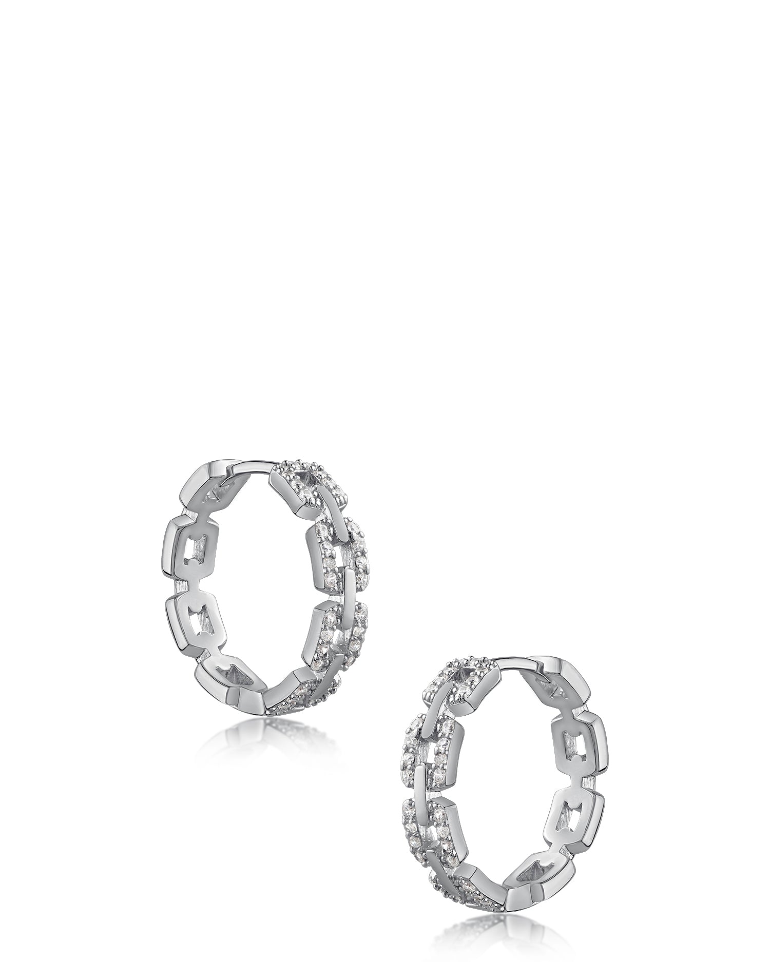 Pave Delicate Link Hoop Earrings
