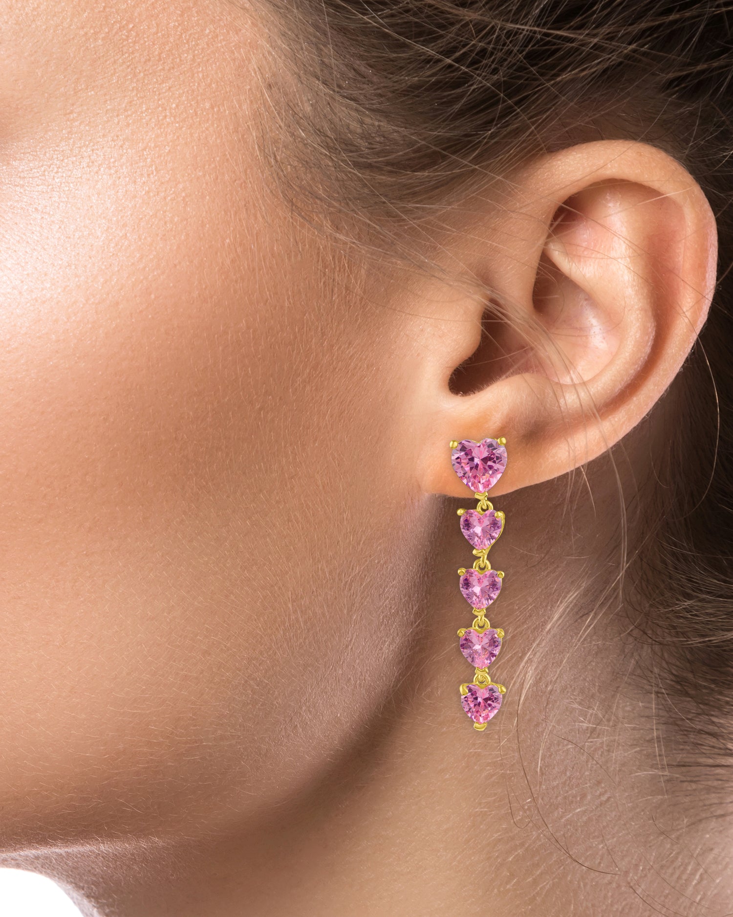 Heart Shape CZ Drop Earrings