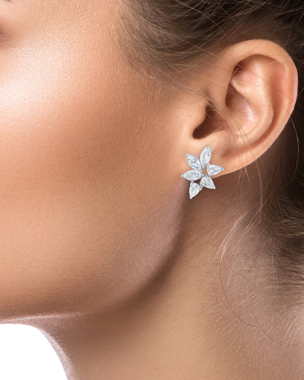 CZ Floral Cluster Earrings