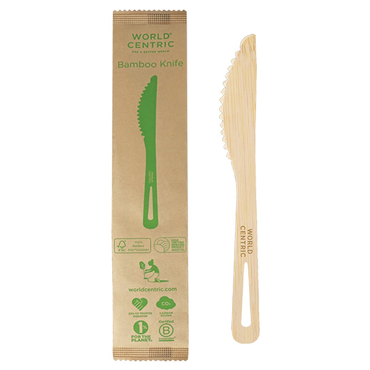 World Centric 6.7" Bamboo Knives - Wrapped (QTY:750)