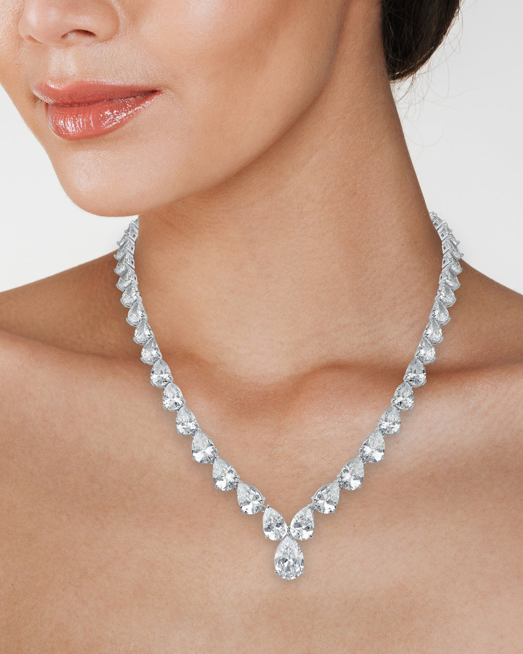 Pear CZ Statement Necklace