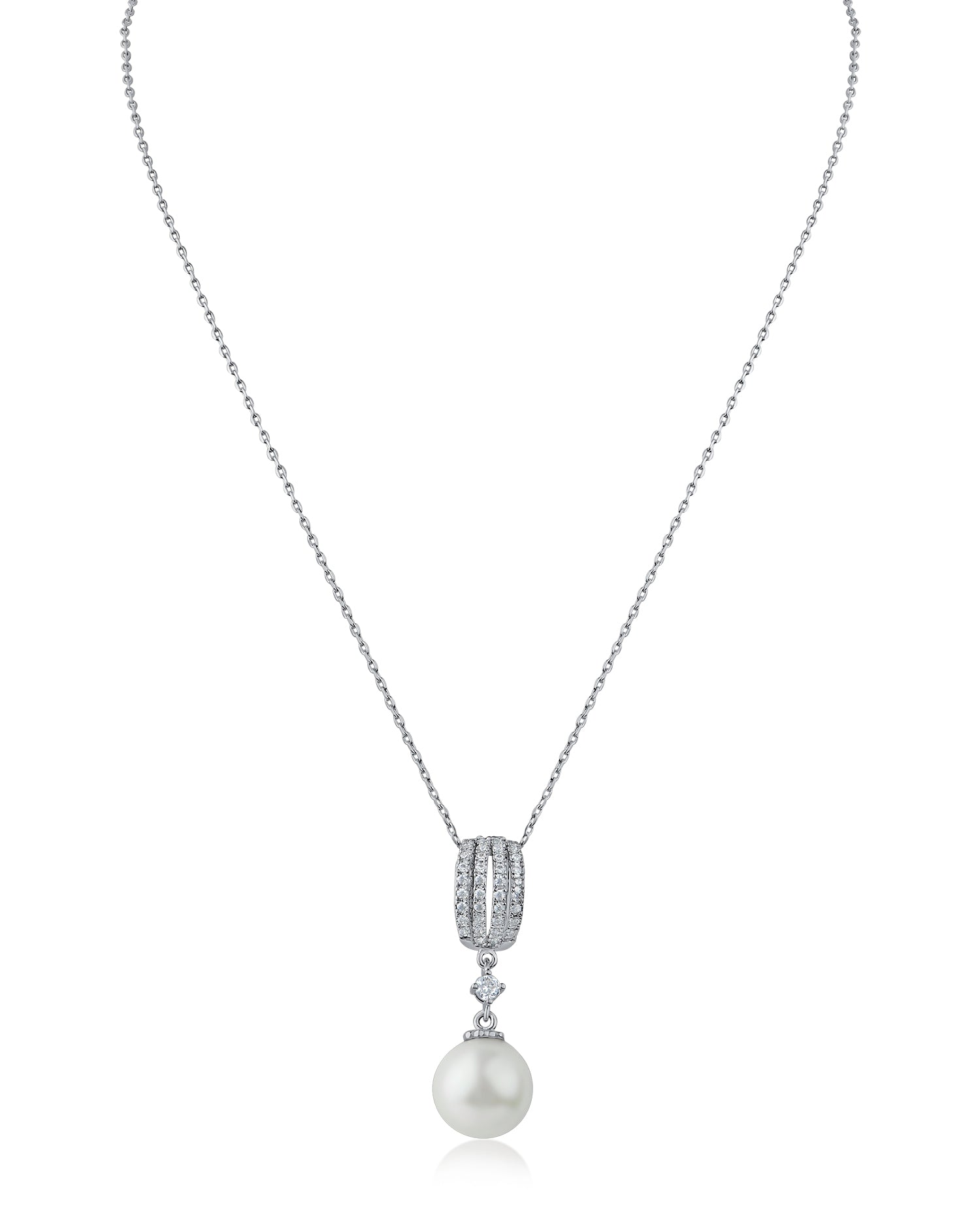 CZ and Pearl Pendant Necklace