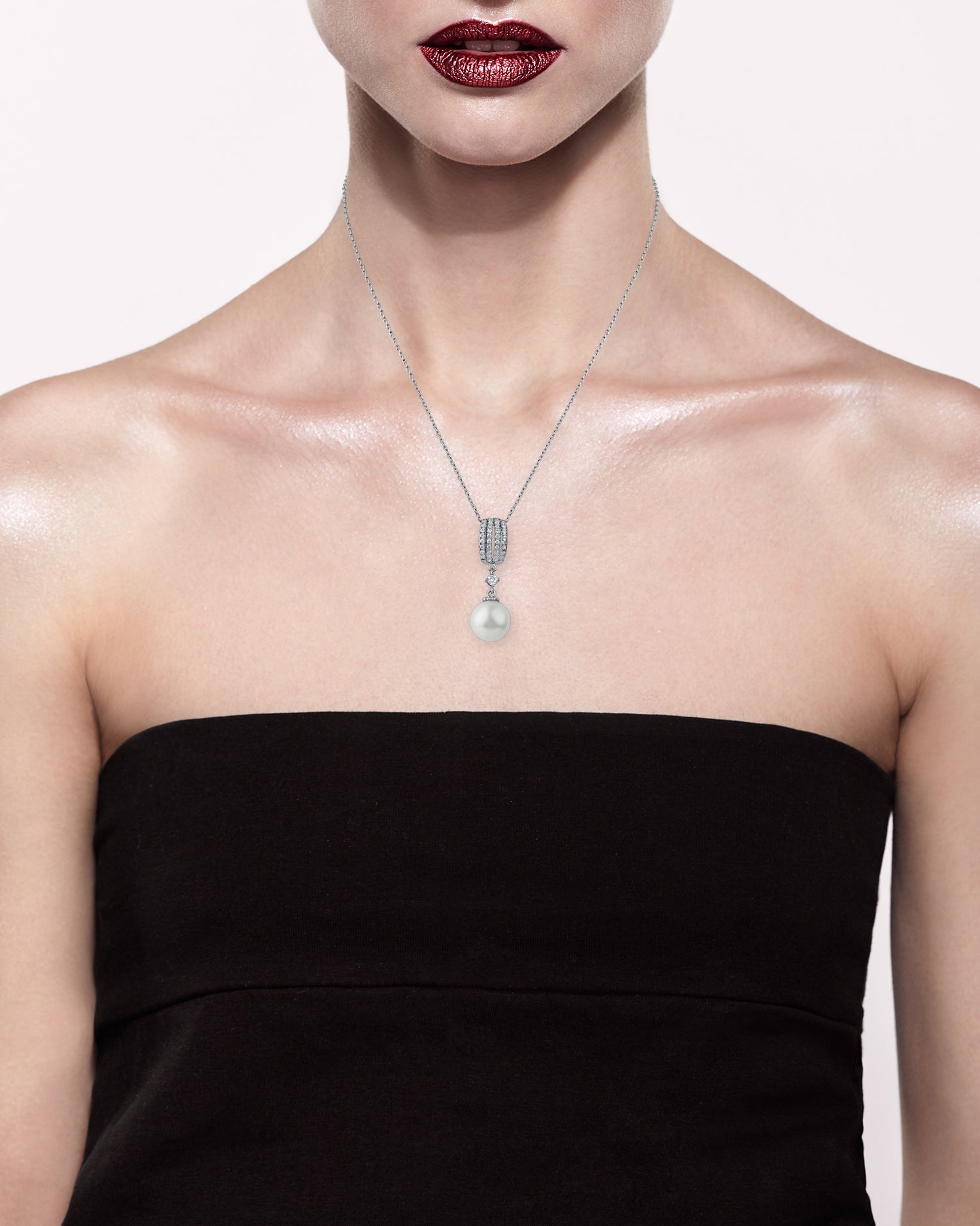 CZ and Pearl Pendant Necklace