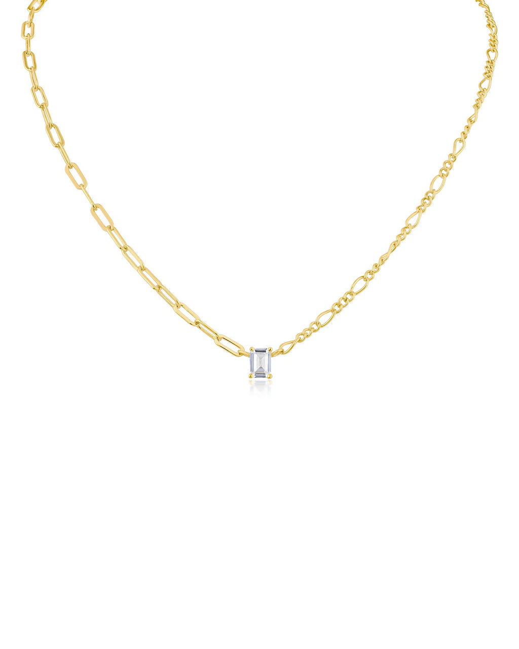 Mismatched Chain and Emerald CZ Pedant