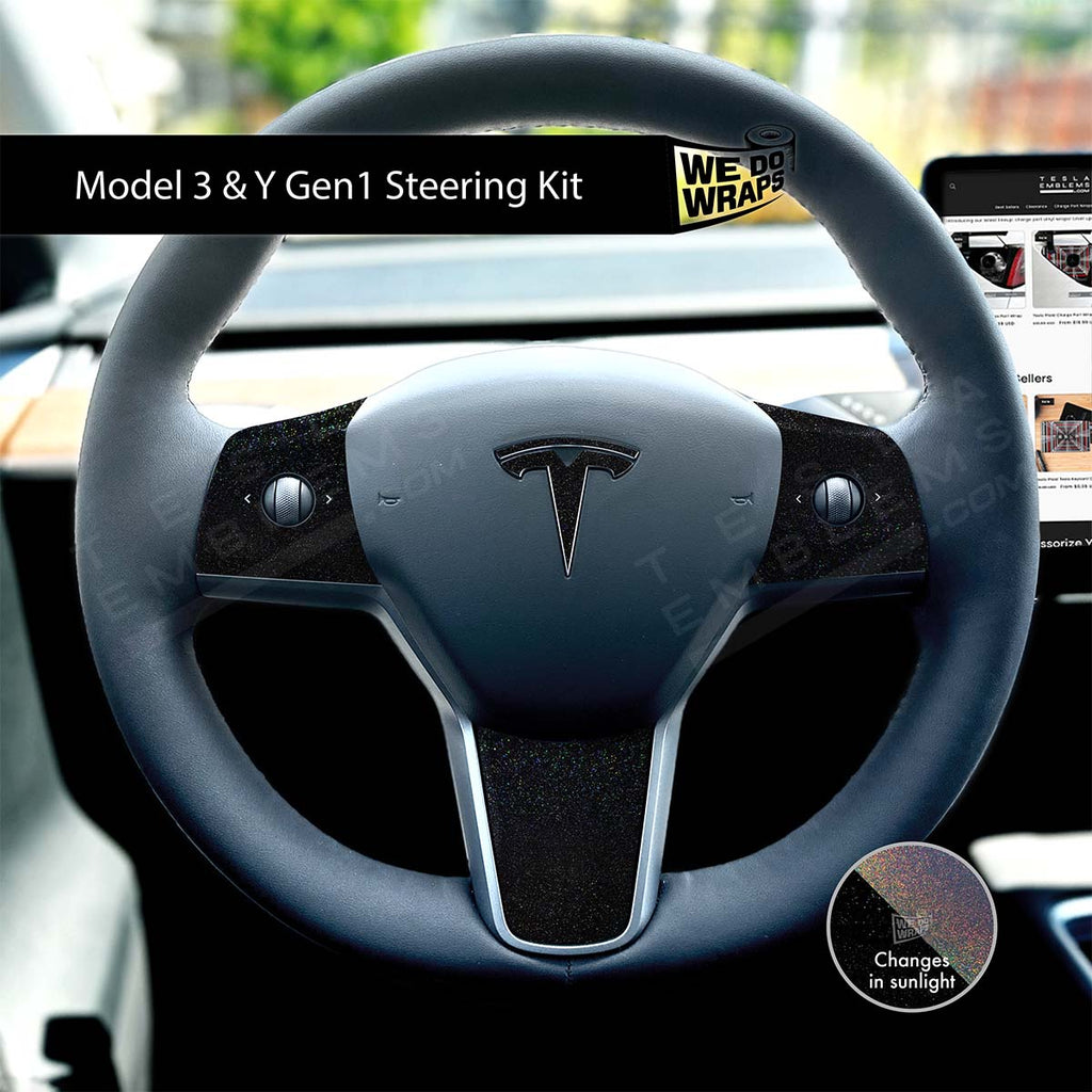 KPMF Morpheus Black Tesla Steering Wheel Wrap | MY 2019-'25