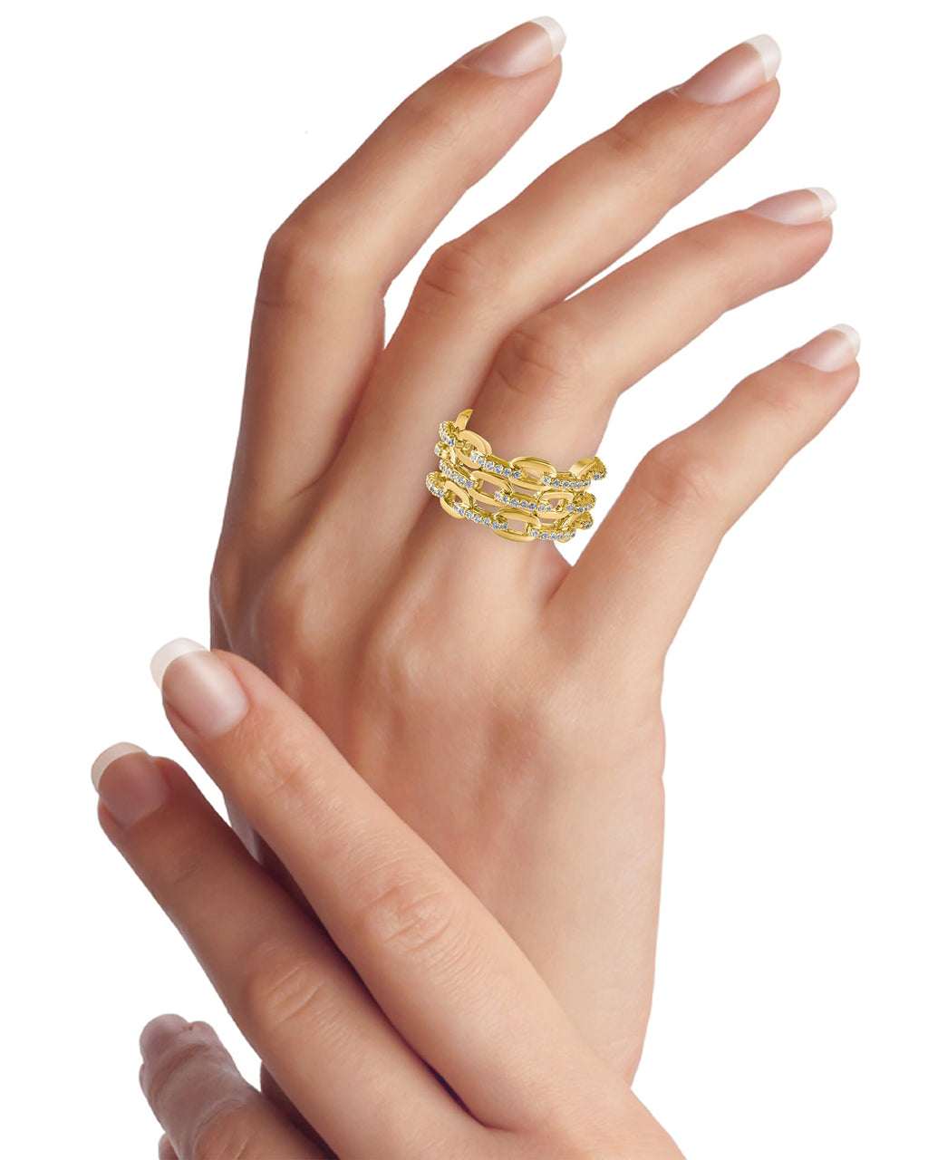 Pave Chain Stacked ring