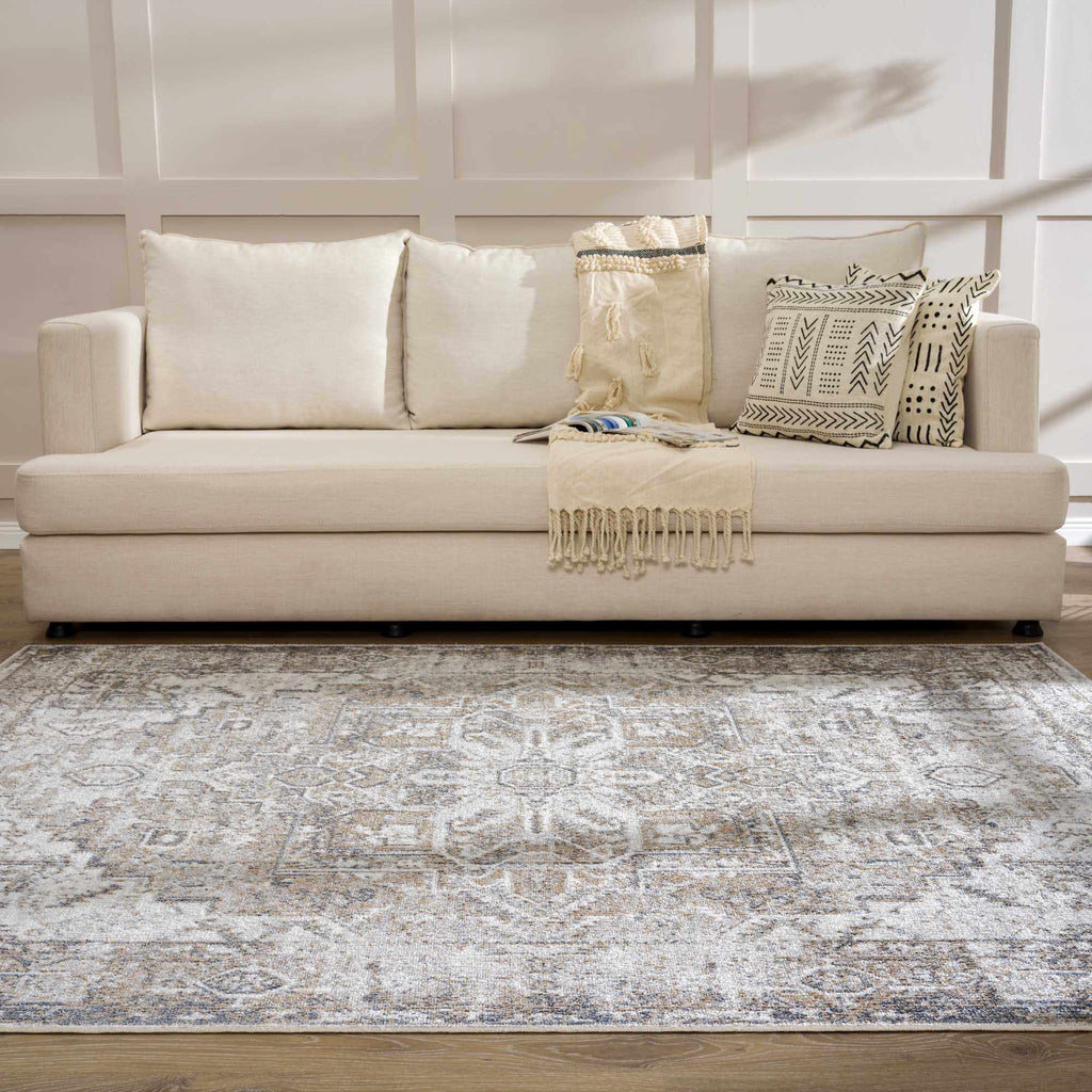 Blue Brown Hera Washable area rug