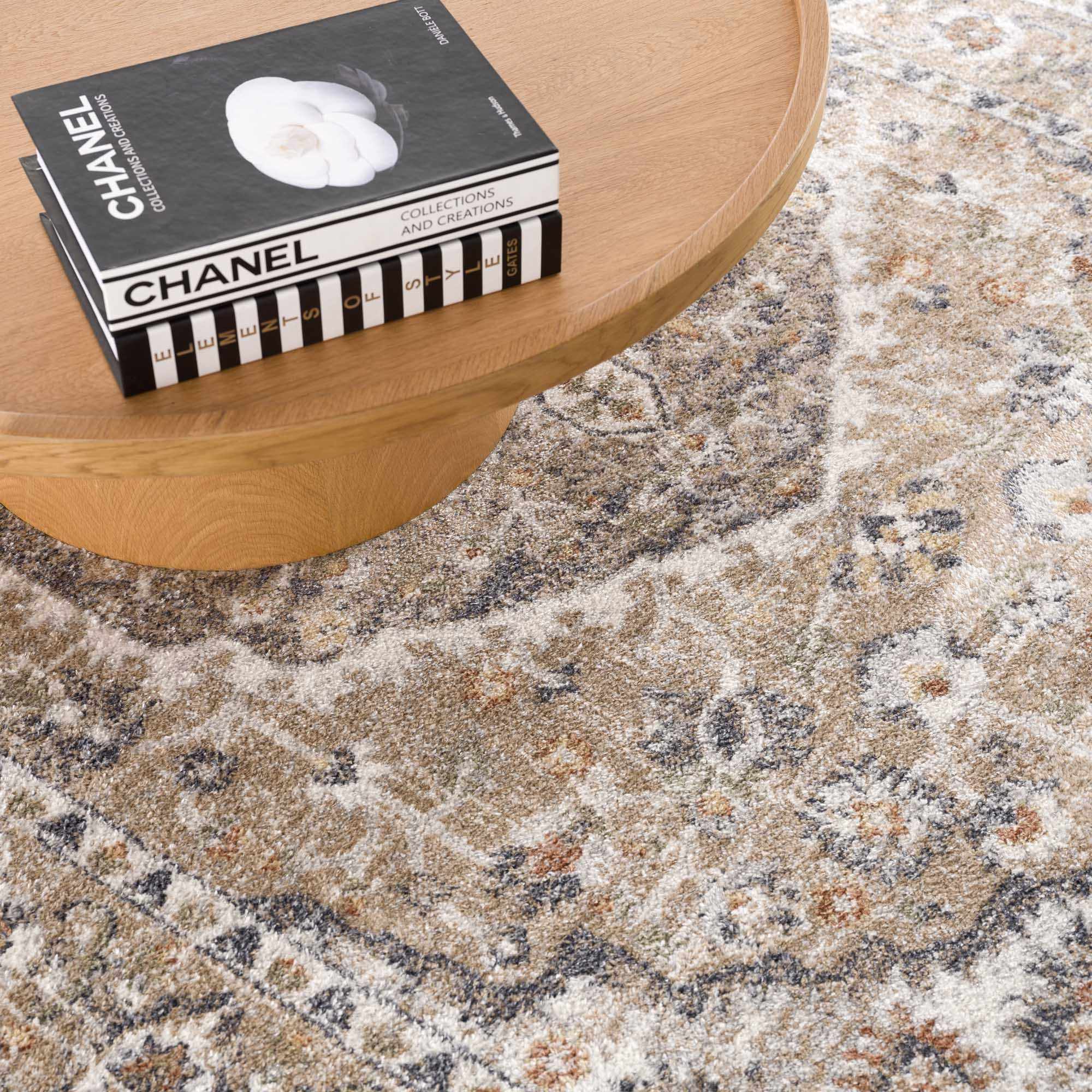 Beige Hiti Washable area rug
