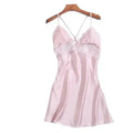 LUX Silk Backless Lace V-neck Nightwear