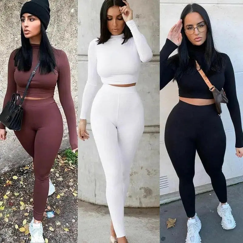 Long Sleeve Top + High Waist Leggings Set