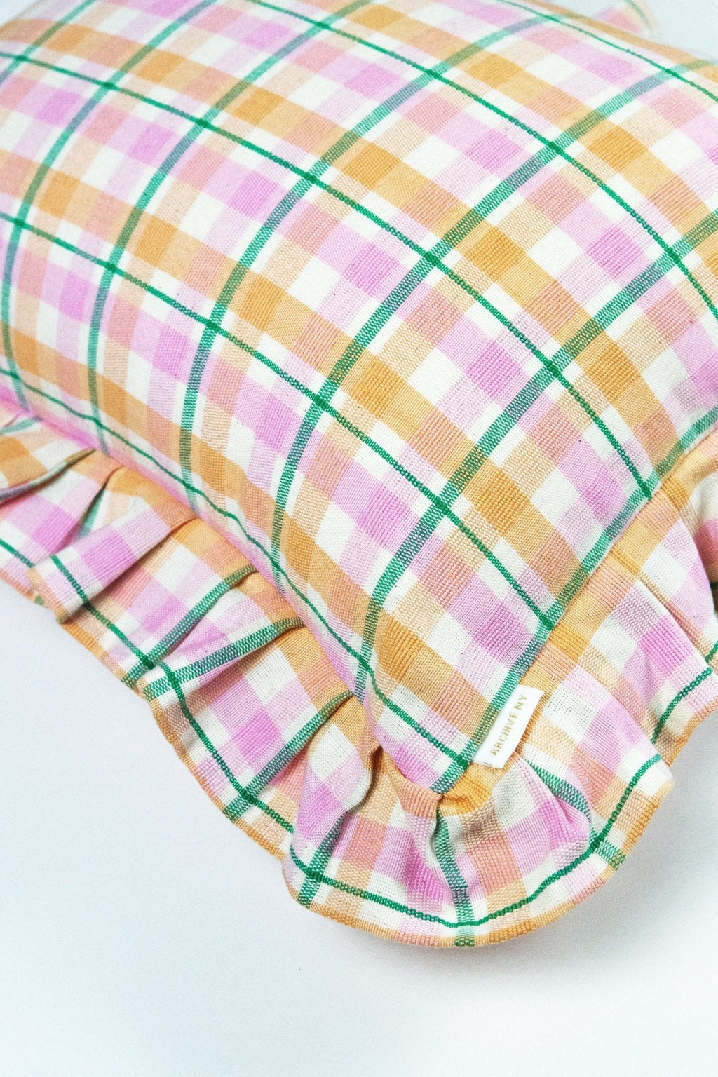 Marguerite Peach Plaid Pillow