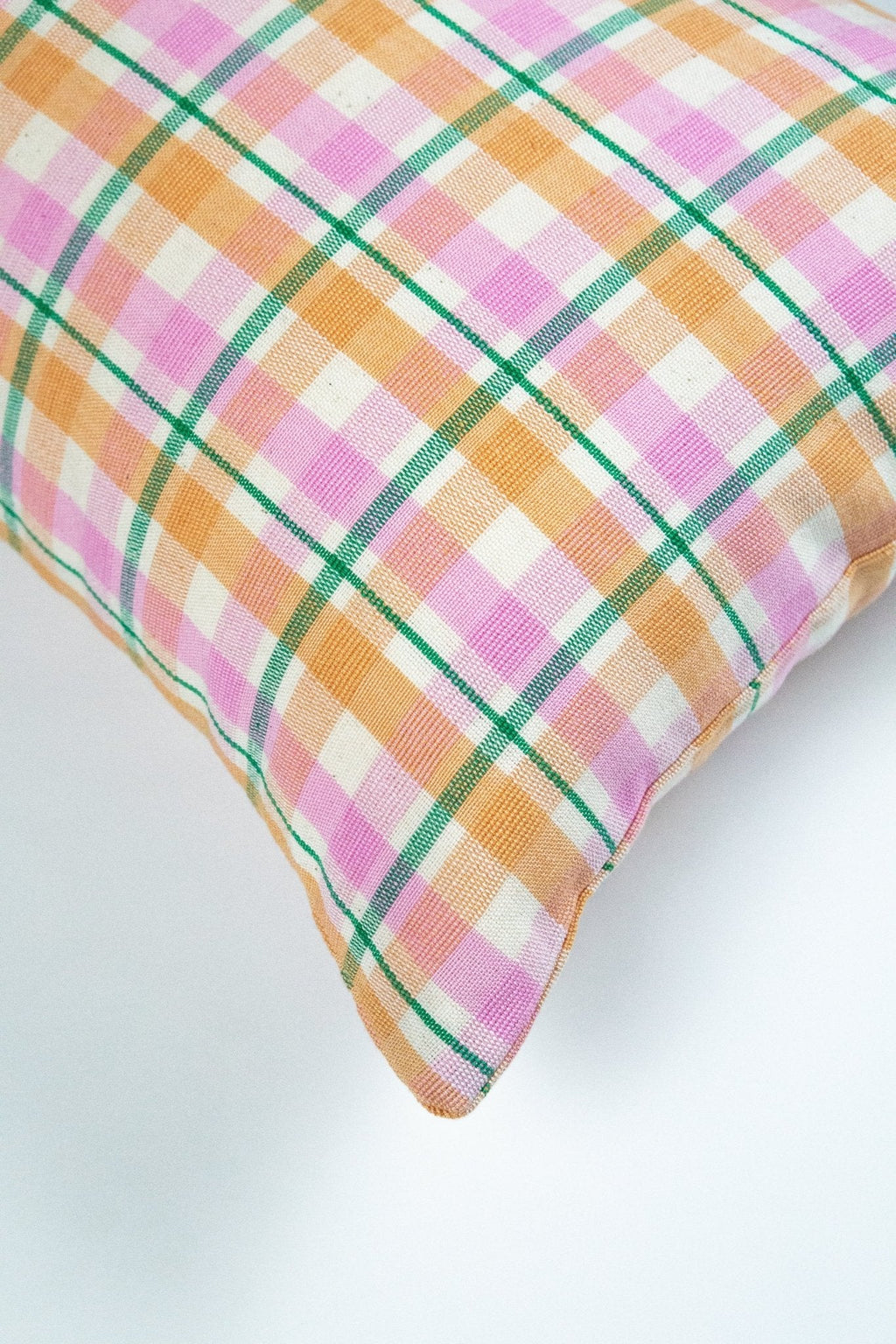 Marguerite Peach Plaid Pillow