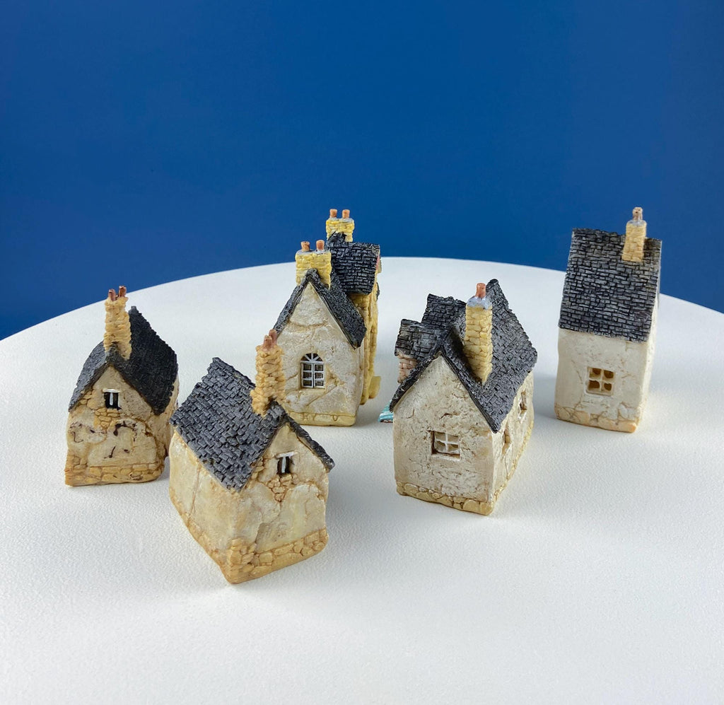 Miniature Village Houses for Fairy Garden, Terrarium or Rustic Home Decor. Top Collection. Set of 5. Gift for Kids Grand Kids Him Her.