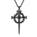 Lattd Nail Cross Necklace 925 Sterling Silver Black Crown of Thorn Nail Cross Pendant Christian Jewelry Gift for Men Women (01-Nail Cross & Crown 02-Black)