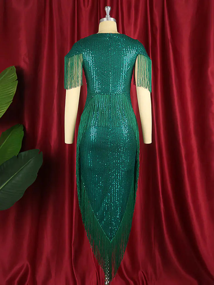 Plus Size Long Dress with Sequins for Women