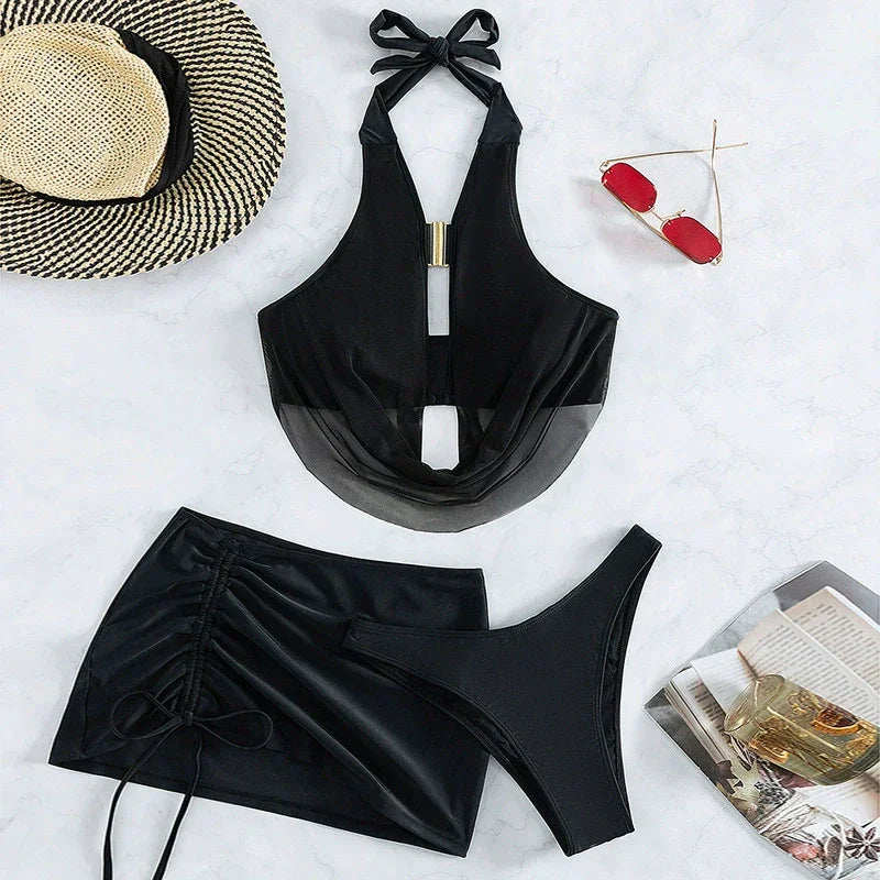 Classy Black Halter Bikini