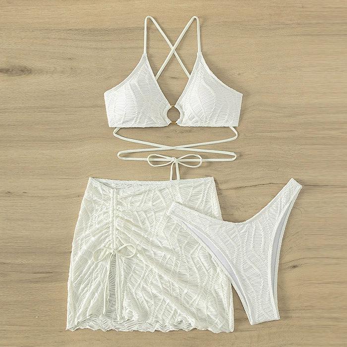 Pure White Bikini & Skirt Set