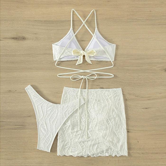 Pure White Bikini & Skirt Set