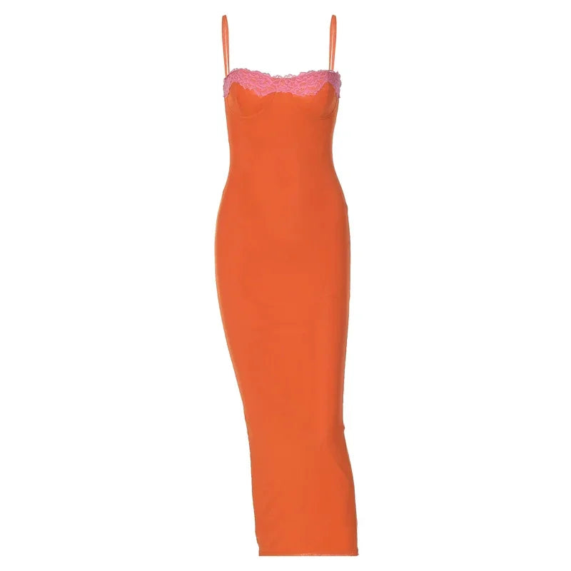 Shemoda Sling Dress Backless Slim Fit Mesh
