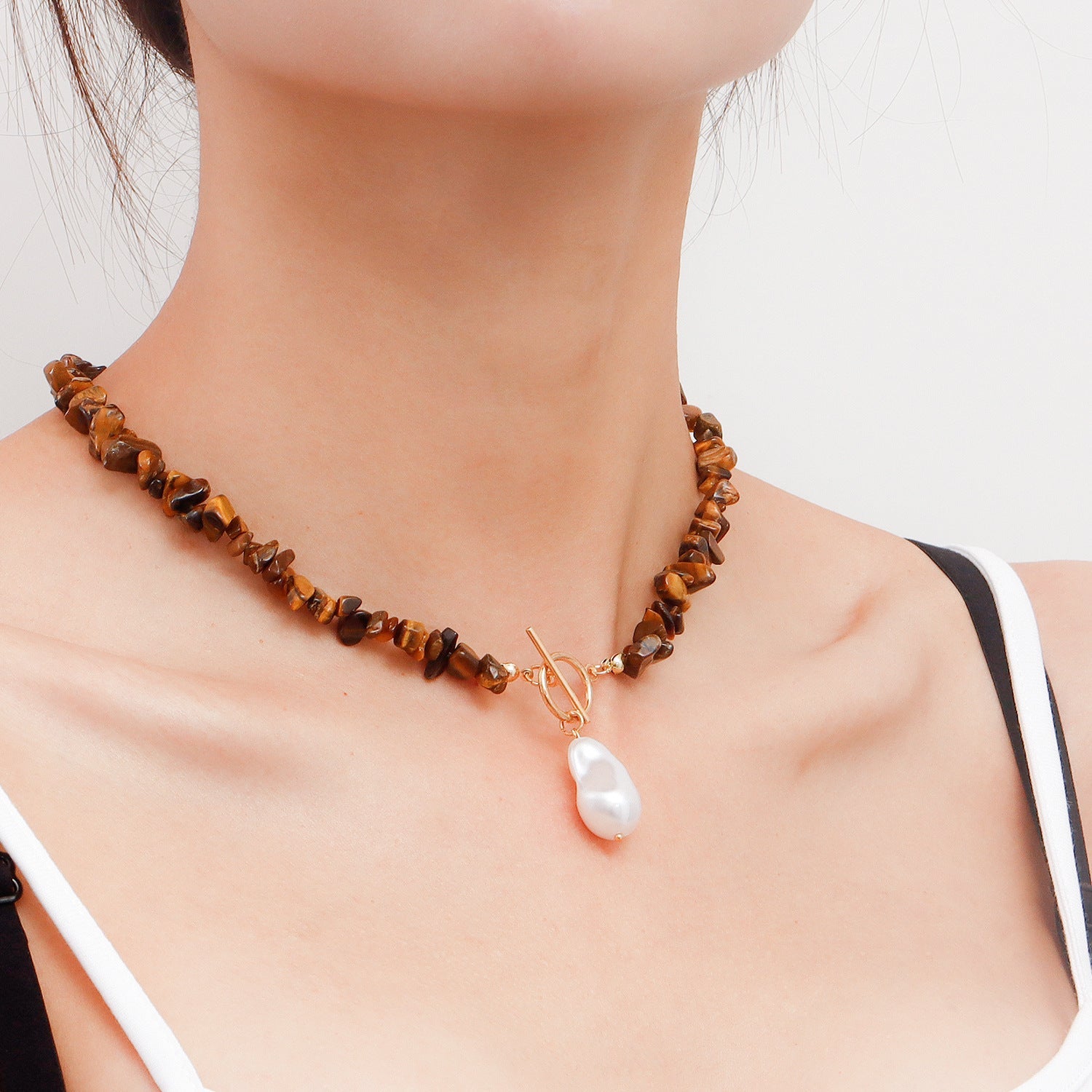 Natural Gemstone Beaded Choker Necklace