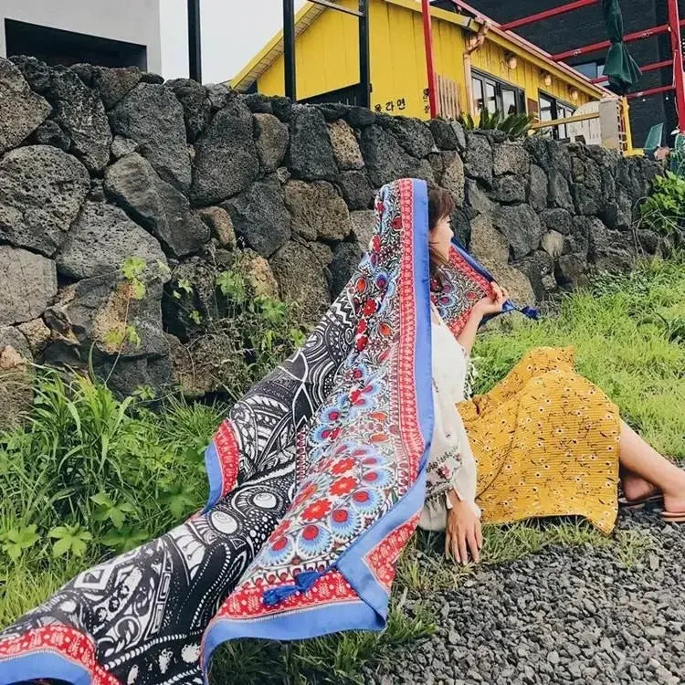 Oversized Boho Cotton Beach Blanket