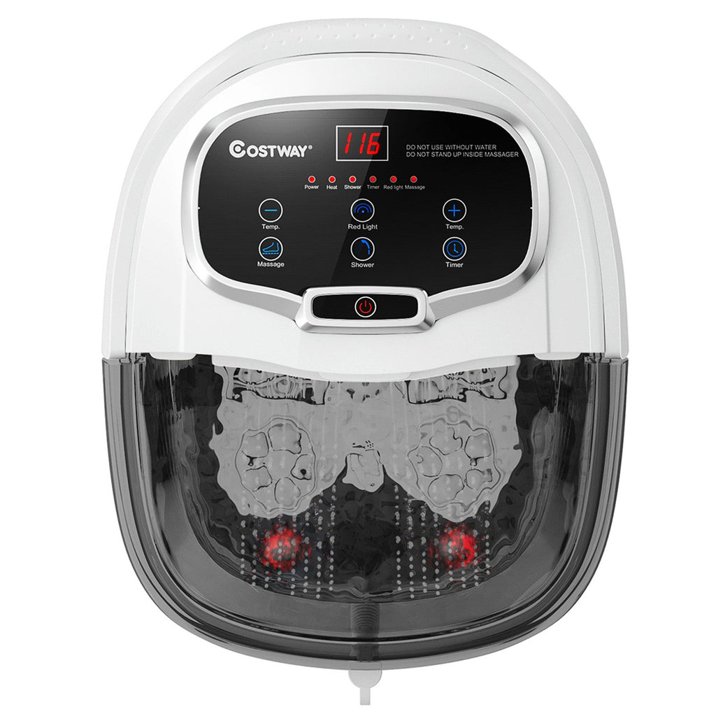 Portable All-In-One Heated Foot Spa Bath Motorized Massager-Black