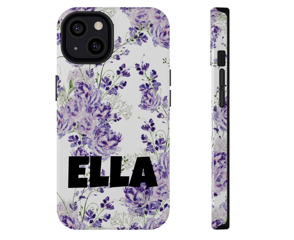 Customizable: Purple Floral Impact-Resistant Phone Case