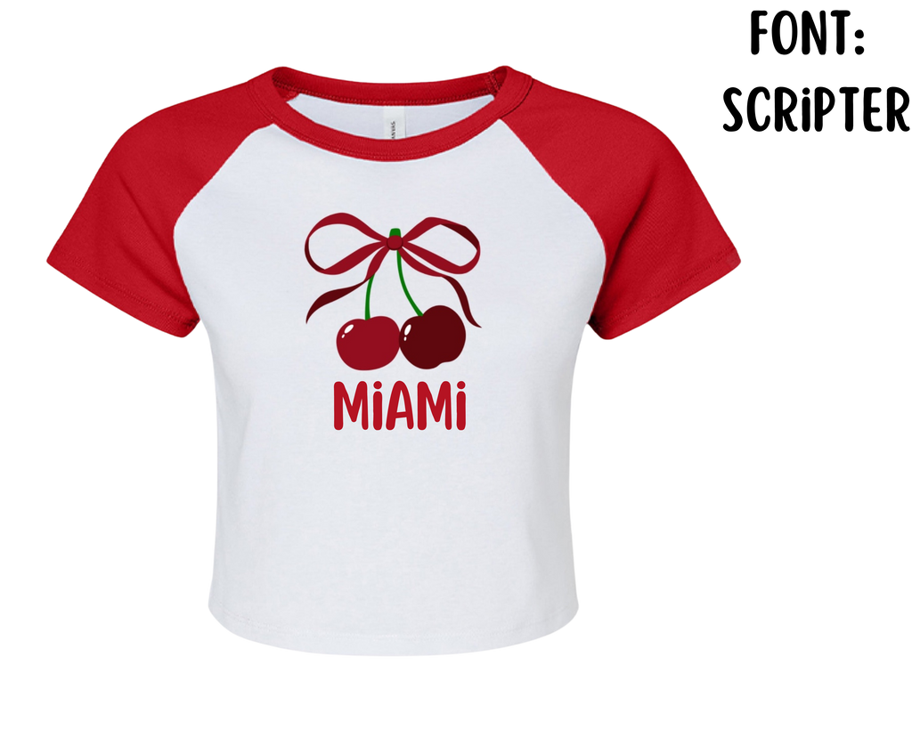 Customizable: Cherry Coquette Ribbed Raglan Baby Tee