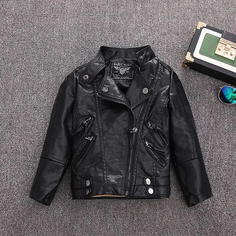 Girls Faux Leather Fall Jacket