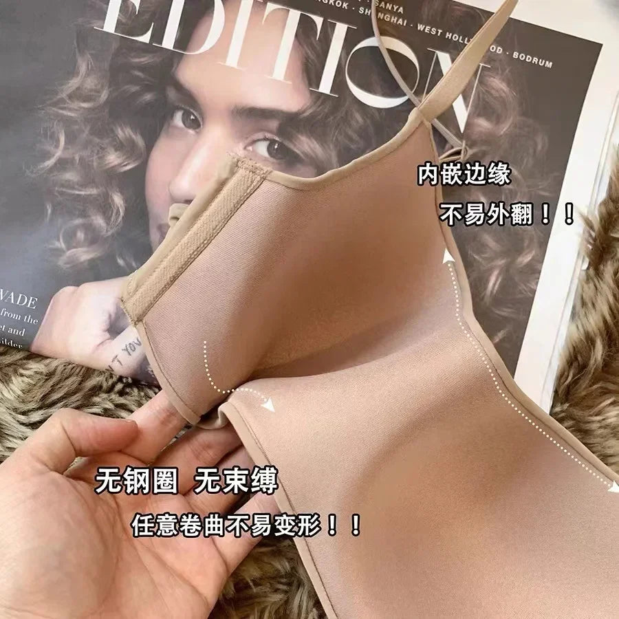 One Piece Sexy Bra Seamless Underwear with Thin Cups Gathered and No Steel Rings for Comfortable Breathable Tops Push Up Bra