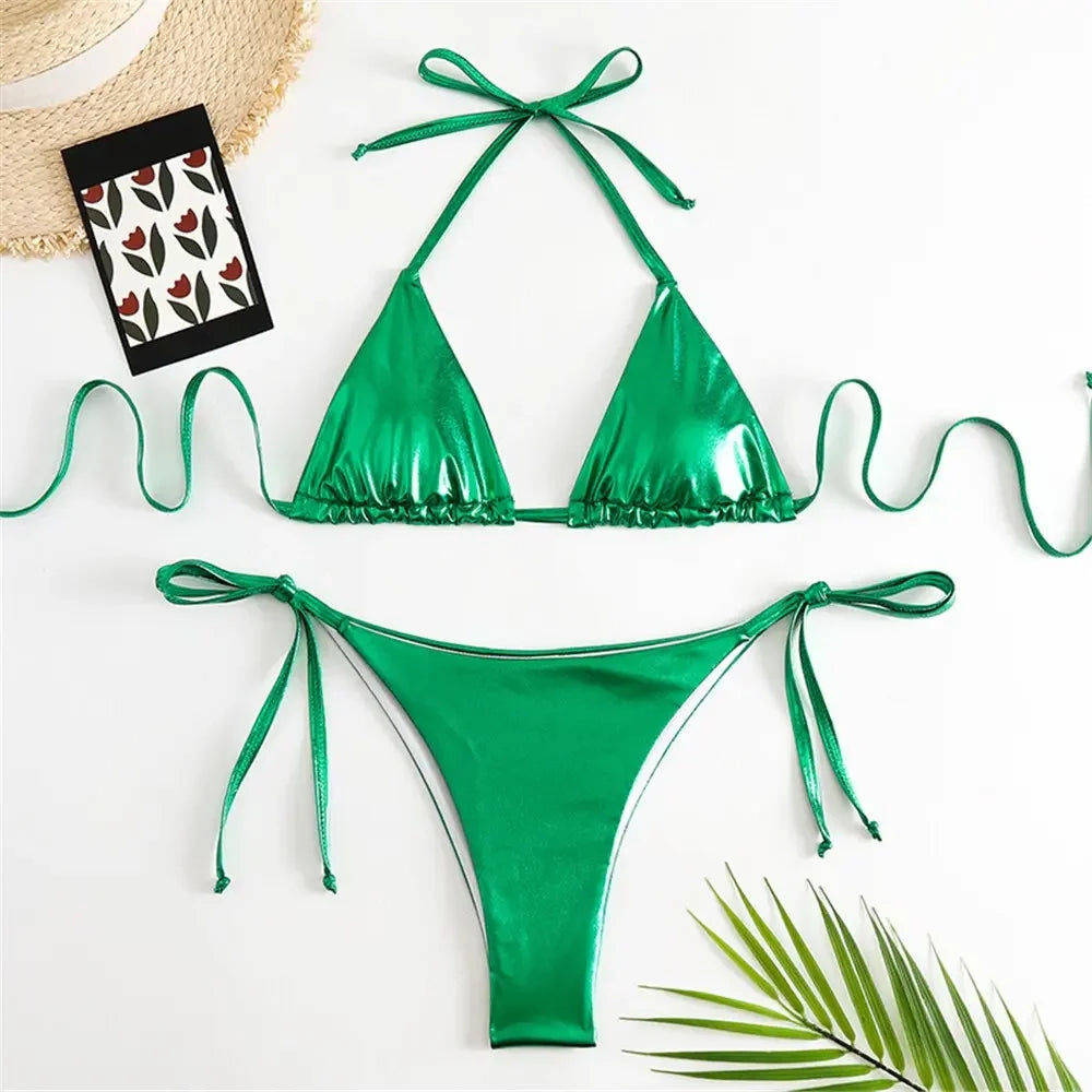 Pamela Patent Leather G-String Swimwear
