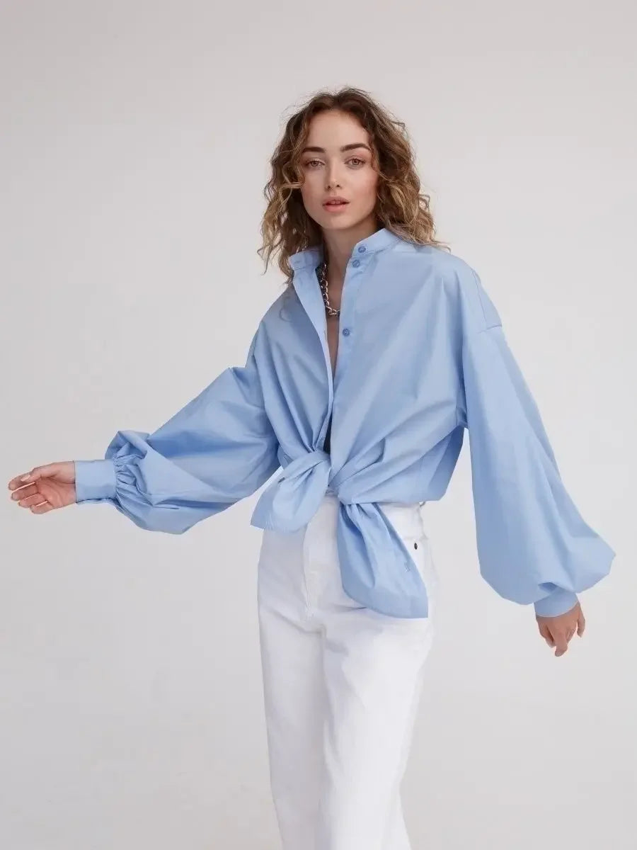 Women's Floral Print Puff Sleeve Shirt Female Elegant Casual V Neck Shirts 2023 Spring Summer Ladies Tops Blouses Vintage Blouse