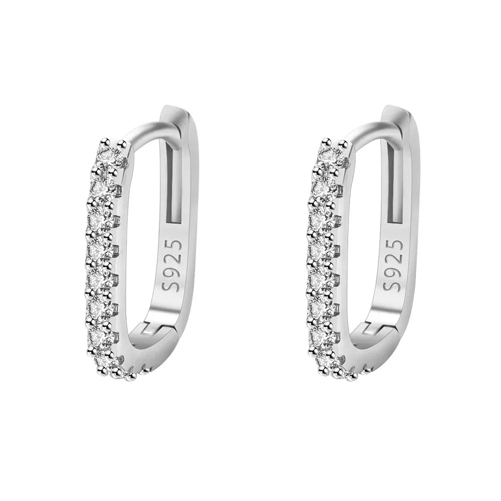 Destiny 925 SS Zircon Hoop Earrings