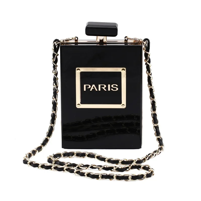 Acrylic Paris Perfume Shaped Crossbody Bag